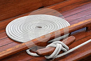 Rope and cleat on yacht