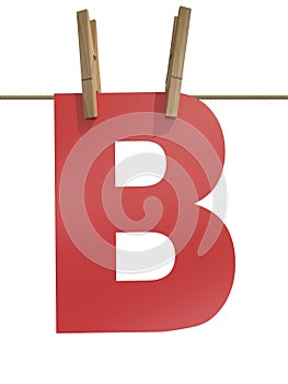 Rope with clothespin and letter b