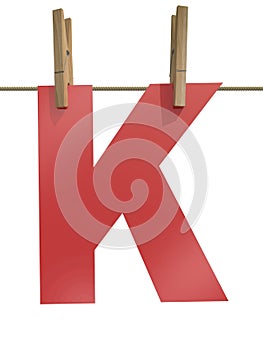 Rope with clothespin and letter k