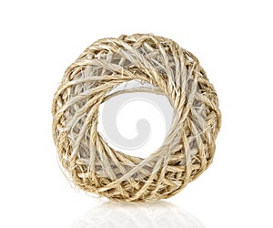 Rope coil roll on white background. Household rope