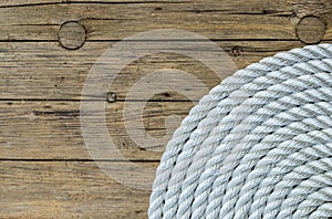 Rope Coil on wooden background
