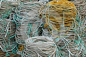 Rope coils on an English quayside