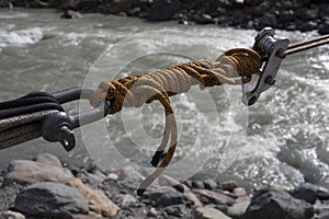 Rope crossing a mountain river.