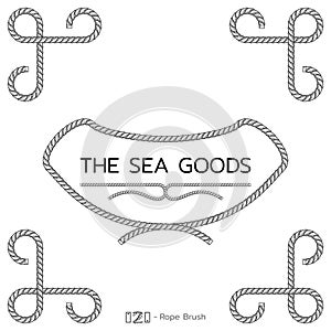 Rope design elements. Frame for text of marine theme. Template for nautical design. Sea speech bubble. Vector