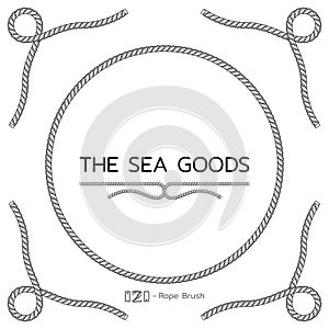 Rope design elements. Frame for text of marine theme. Template for nautical design. Sea speech bubble. Vector