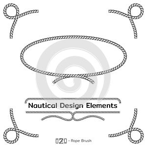 Rope design elements. Frame for text of marine theme. Template for nautical design. Sea speech bubble. Vector