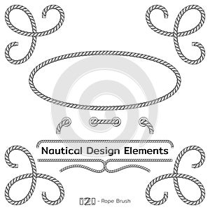 Rope design elements. Frame for text of marine theme. Template for nautical design. Sea speech bubble. Vector