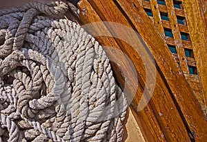 Rope detail on the boat deck