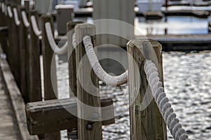 Rope edge barrier near water