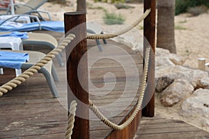 Rope fences on the sandy beach