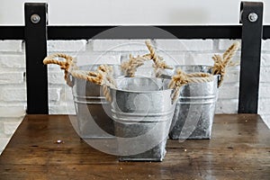 Rope flowerpot made by galvanized iron for decorate your home
