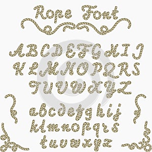 Rope font, nautical hand written Letters