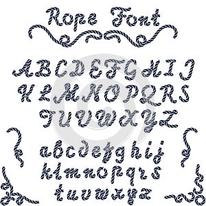 Rope font, nautical hand written Letters