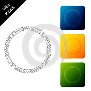 Rope frame icon isolated. Frames from nautical rope. Round marine rope for decoration. Set icons colorful square buttons