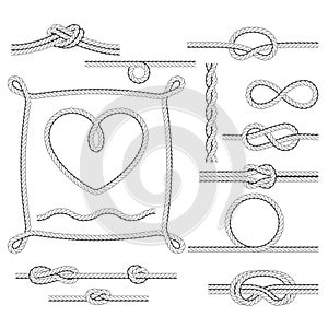 Rope frames and knots - borders and corners