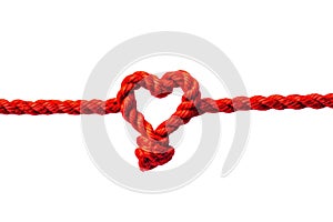 Rope with a heart shaped knot transparency background
