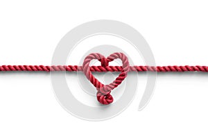 Rope with a heart shaped knot transparency background