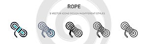 Rope icon in filled, thin line, outline and stroke style. Vector illustration of two colored and black rope vector icons designs