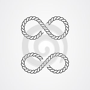 Rope icon logo design with infinity symbol shaped. vector illustration