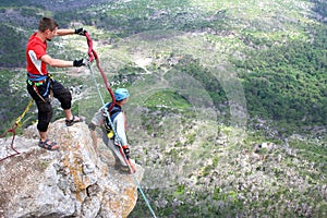 Rope jumping.Bungee jumping.