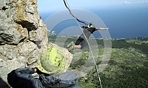 Rope jumping.Bungee jumping.