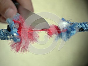 Rope and knife blade