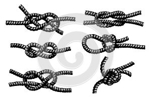 Rope knot hand draw vintage engraving clip art isolated on white