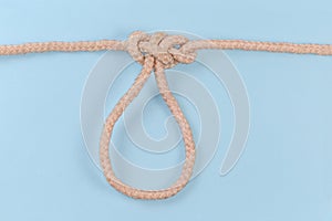 Rope knot Span loop on a blue background