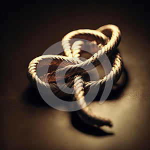 A rope knot on the table.