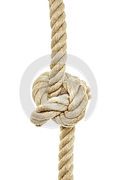 Rope knot on white background detail