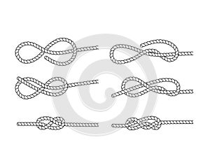 Rope knot on a white background. Vector.