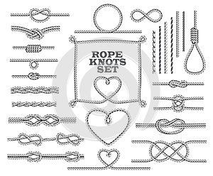 Rope knots collection. Seamless decorative elements.