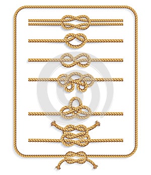 Rope knots collection. Vector illustrations
