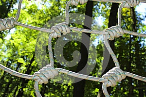 Rope Knots Outdoors. Abstract Background.