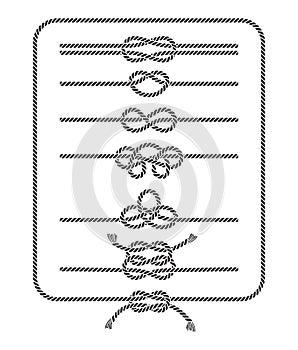 Rope knots silhouette black collection. Vector illustrations