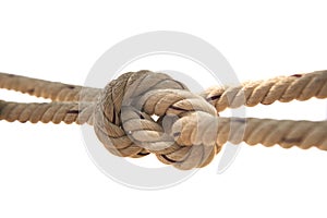 Rope knotted white background