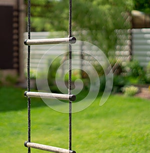 Rope ladder on nature background