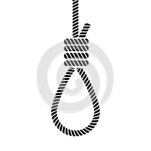 Rope loop noose icon. Vector rope hangman line illustration