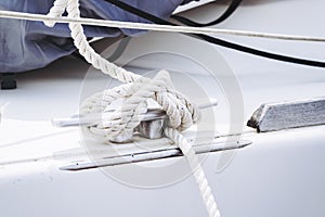 Rope with marine knot on a boat
