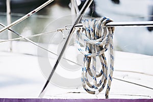 Rope with marine knot on a boat