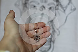 Rope necklace with bless pendant in hindu god ganesh shape