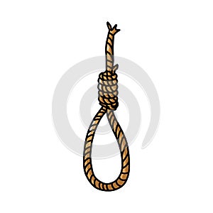 rope noose with hangman's knot, doodle vector illustration, the gallows
