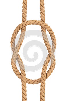 Rope with Reef Square Knot. 3d Rendering