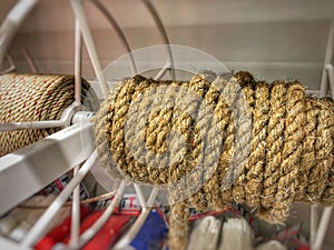 Rope roll on shelf of supermarket.