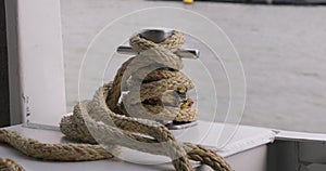 Rope on a sailing boat, moving vessel