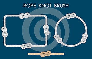 Rope sea knot made of double rope. Rope for fastening on ships. Element for design and decoration. Vector