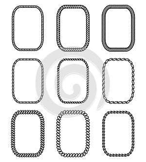 Rope set of rectangular frames. Collection of thick and t