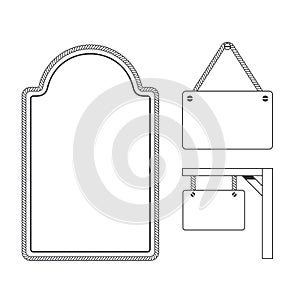 Rope sign Board circle pattern frame vector illustration set