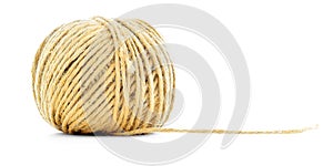 Rope skein, hemp roll, braided ball isolated on white background