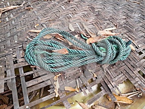 a rope slap on woven bamboo